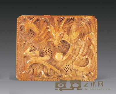 清 象牙海水龙带扣 长5.2cm